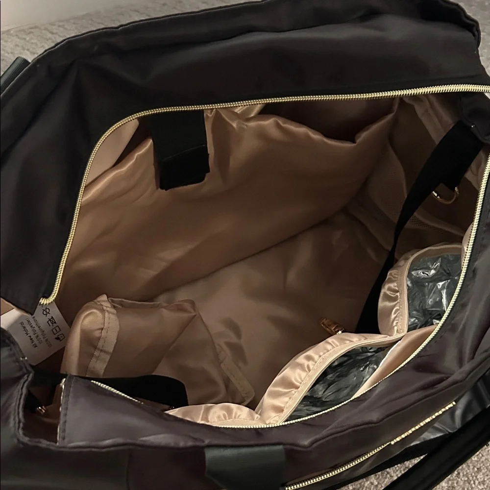 Black Baby Bag with Gold Accents - Infant Essentials Tote - Picture 5 of 7